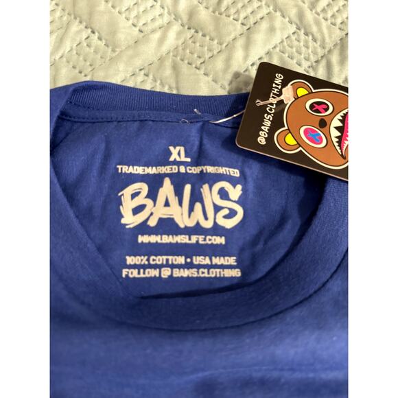 BAWS MENS T-SHIRT BLUE/YELLOW XL T-SHIRT NWT - Picture 6 of 6
